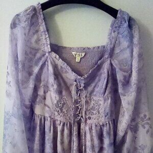 Miss Selfridge Sheer Fairy Core Long Sleeve Top Size 8 US